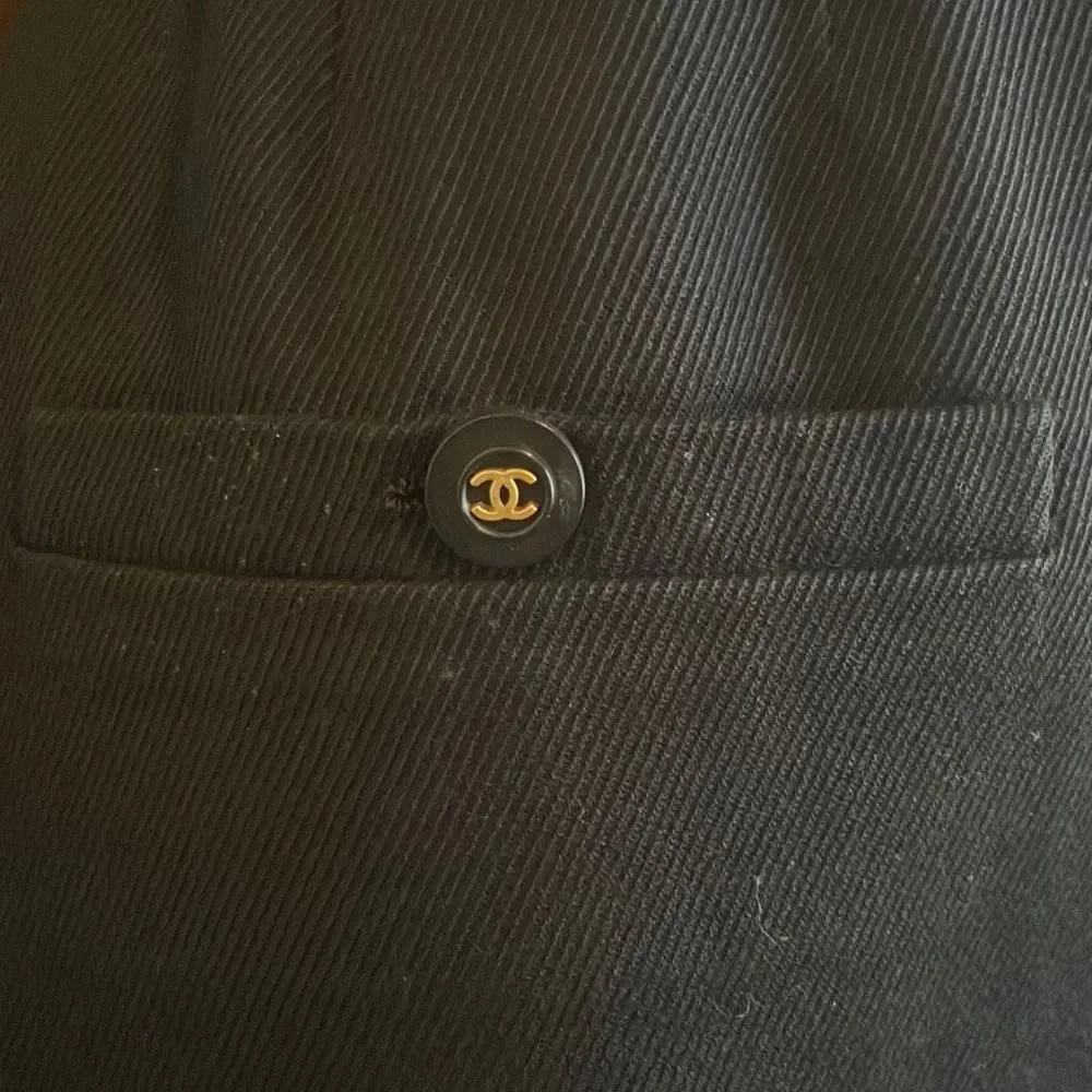 Chanel Womens EU40 Vintage 1996 Spring Black Cotton Button Pencil Mini Skirt - Picture 4 of 10